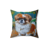 Pekingese Puppy Spun Polyester Throw Pillow