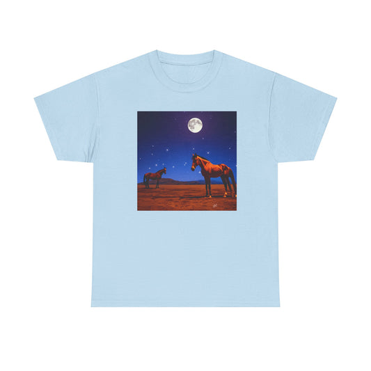 Horses in the Moonlight - Unisex Heavy Cotton Tee