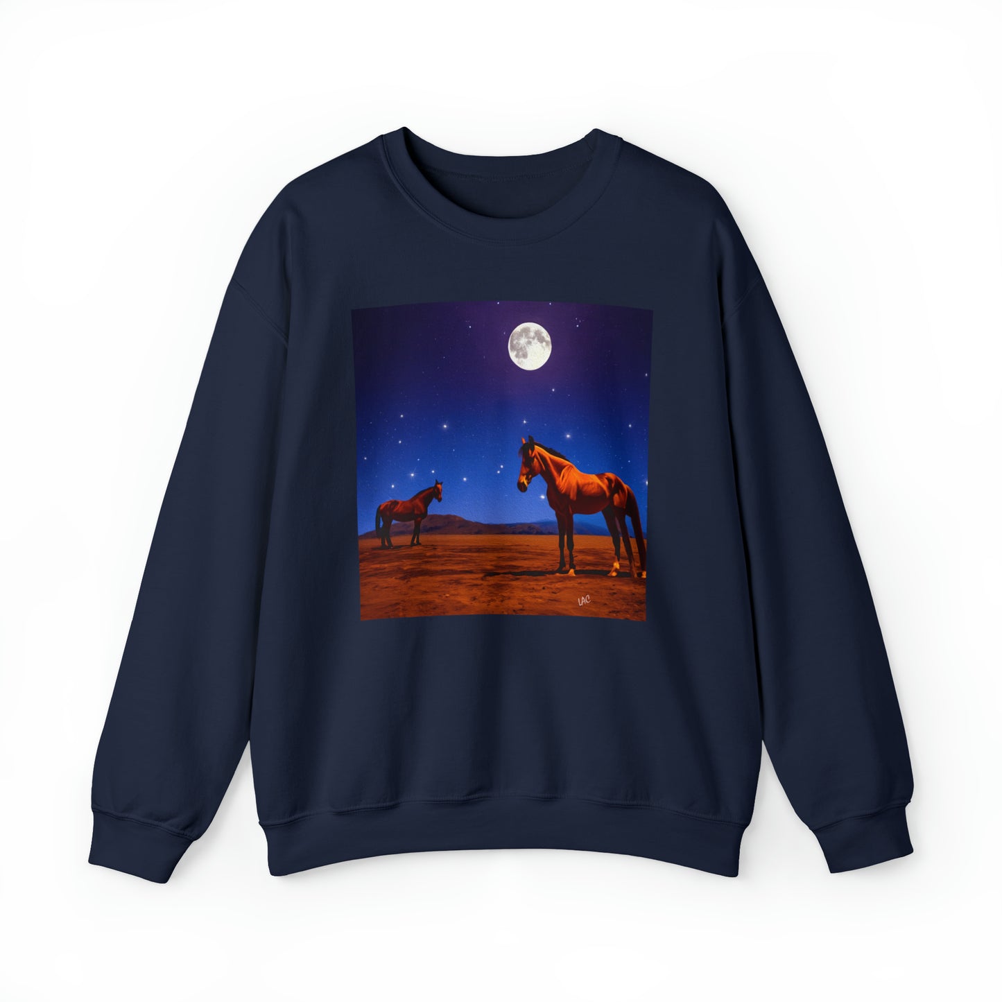 Horses in Moonlight - 	 Unisex 50/50 Crewneck Sweatshirt