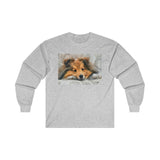 Shetland Sheepdog 'Sleepy Sheltie' Unisex Cotton Long Sleeve Tee