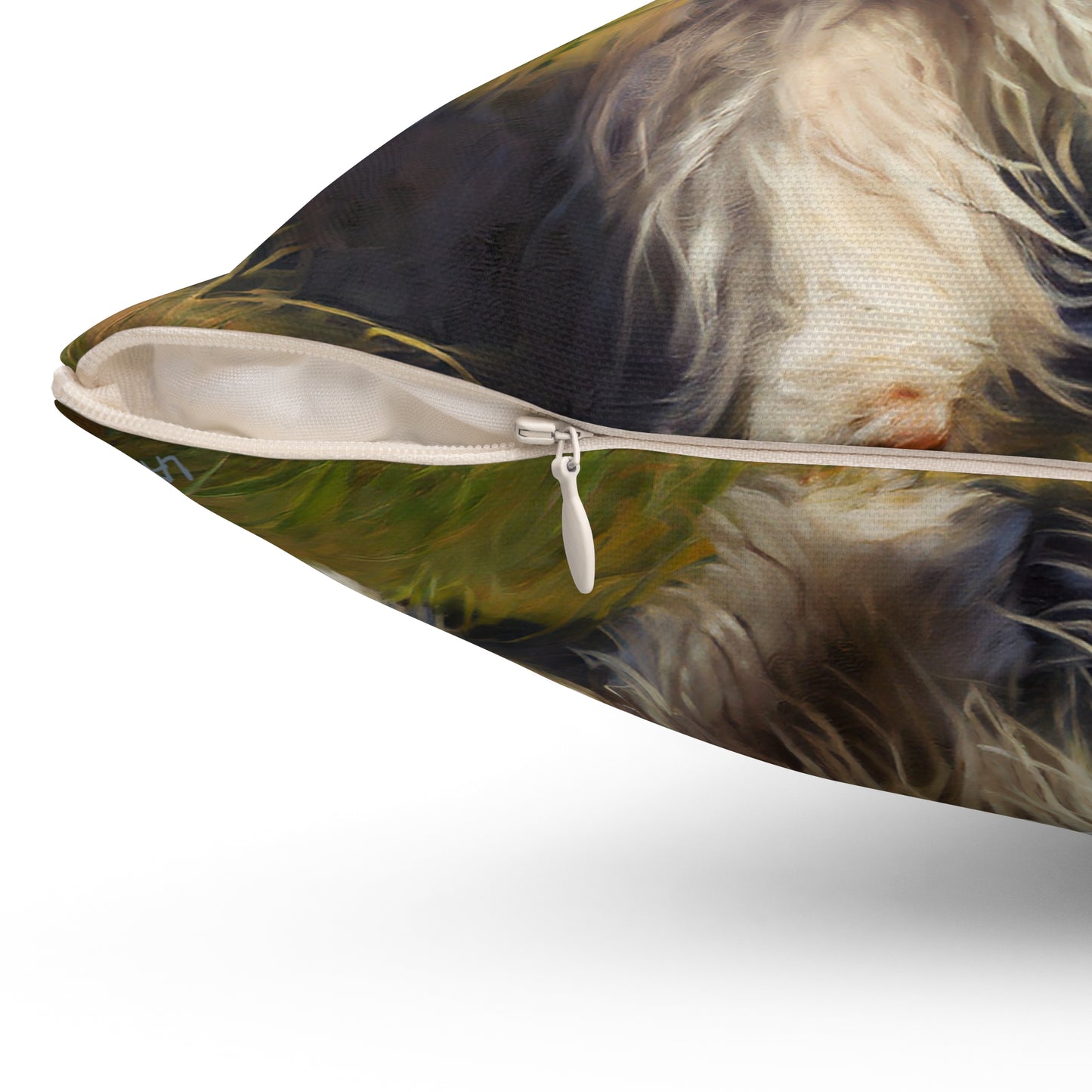 Bearded Collie Spun Polyester Square Pillow