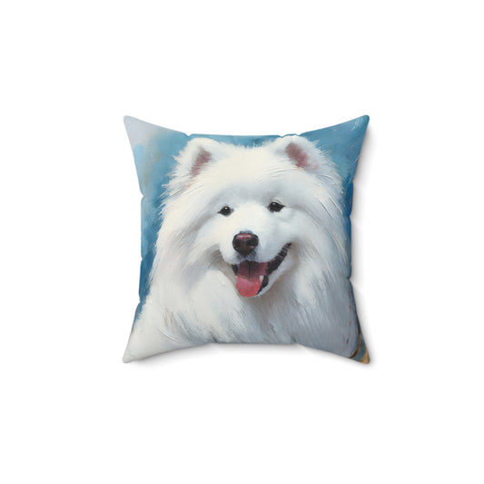 Samoyed Spun Polyester Throw Pillow