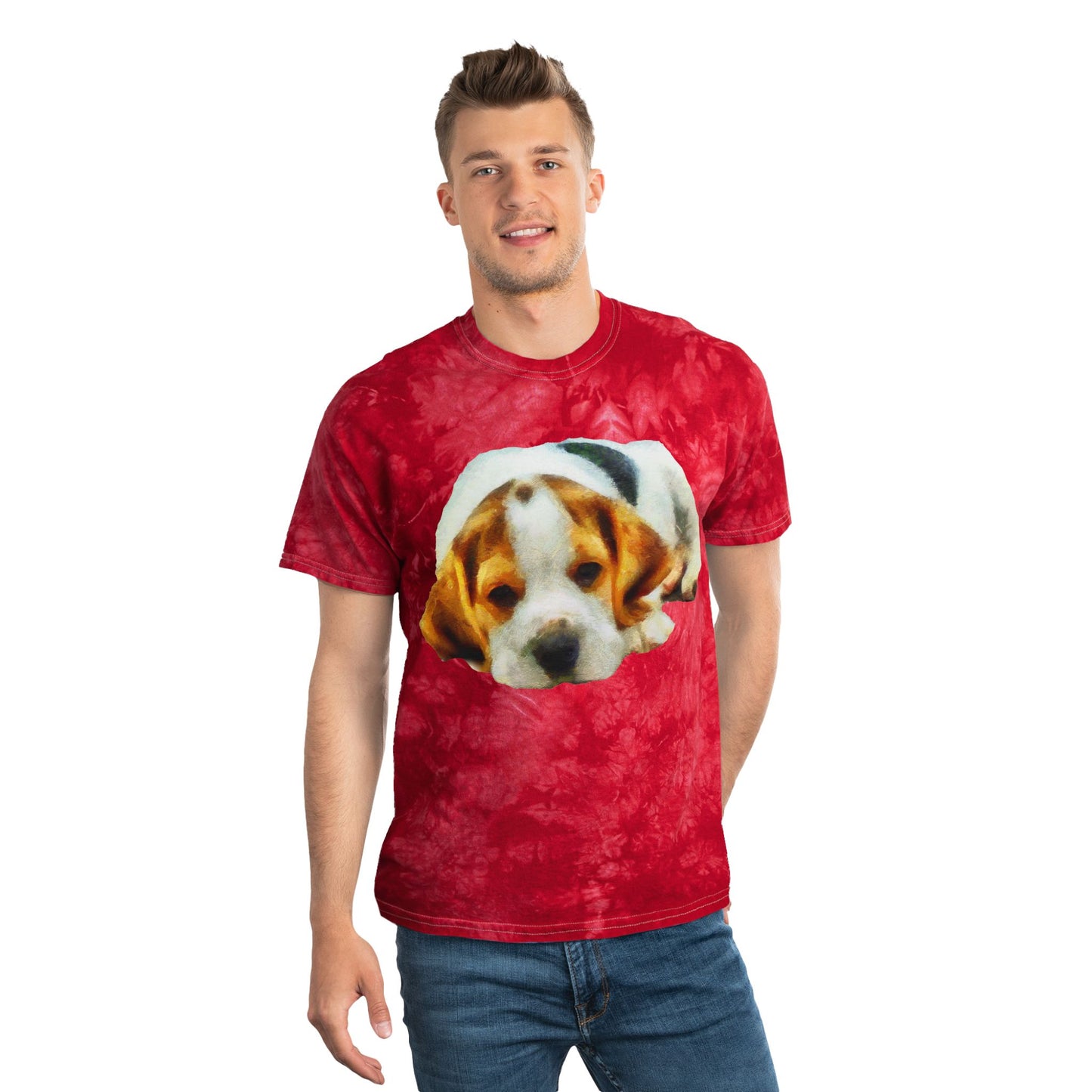 English Foxhound 'Sasha' Unisex Cotton Tie-Dye Tee