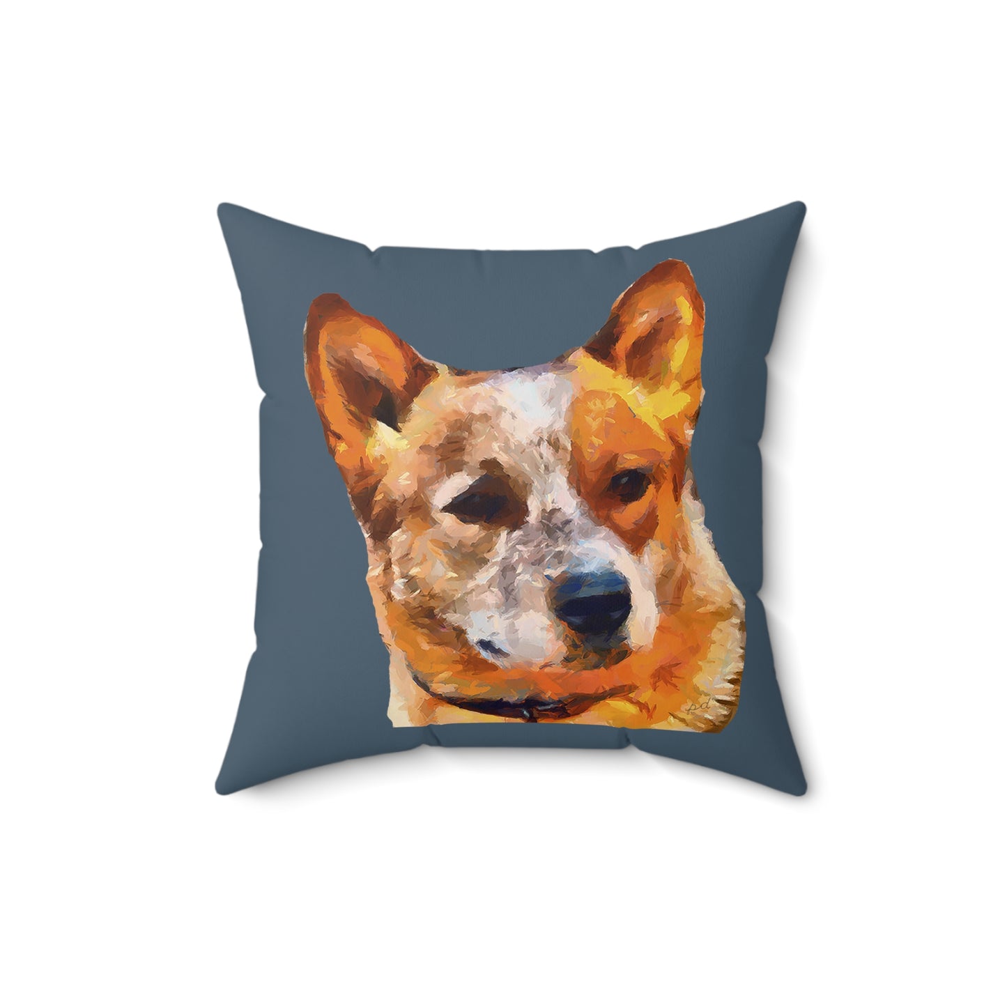 Red Heeler - Australian Cattle Dog Spun Polyester Throw Pillow