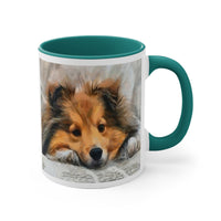 Shetland Sheep Dog - Sheltie 'Sleepy Sheltie' Accent Coffee Mug, 11oz