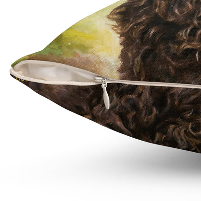 Curly-Coated Retriever Spun Polyester Throw Pillow