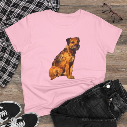 Charming Border Terrier 'Andrew' Women's Midweight Cotton Tee