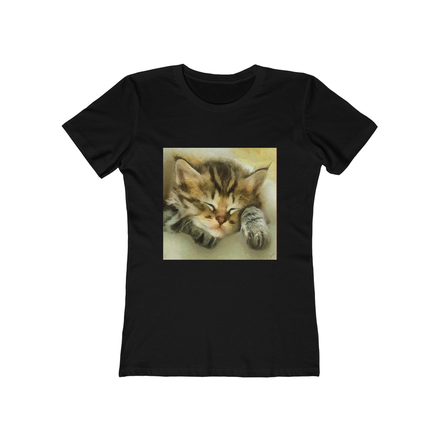 Sleepy Brucie the Cat - Women's Slim Fit T-Shirt