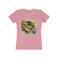 Sleepy Brucie the Cat - Women's Slim Fit T-Shirt