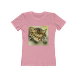 Sleepy Brucie the Cat - Women's Slim Fit T-Shirt