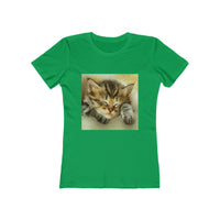 Sleepy Brucie the Cat - Women's Slim Fit T-Shirt