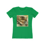 Sleepy Brucie the Cat - Women's Slim Fit T-Shirt