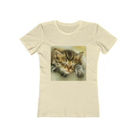 Sleepy Brucie the Cat - Women's Slim Fit T-Shirt