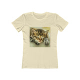 Sleepy Brucie the Cat - Women's Slim Fit T-Shirt