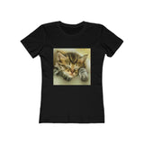 Sleepy Brucie the Cat - Women's Slim Fit T-Shirt