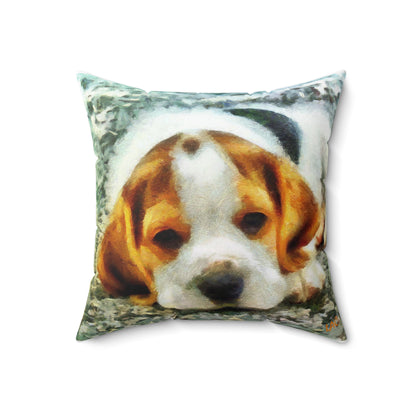 English Foxhound 'Sasha' Spun Polyester Throw Pillow