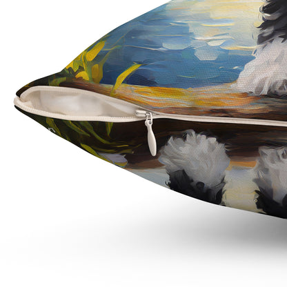 Portuguese Water Dog Spun Polyester Square Pillow