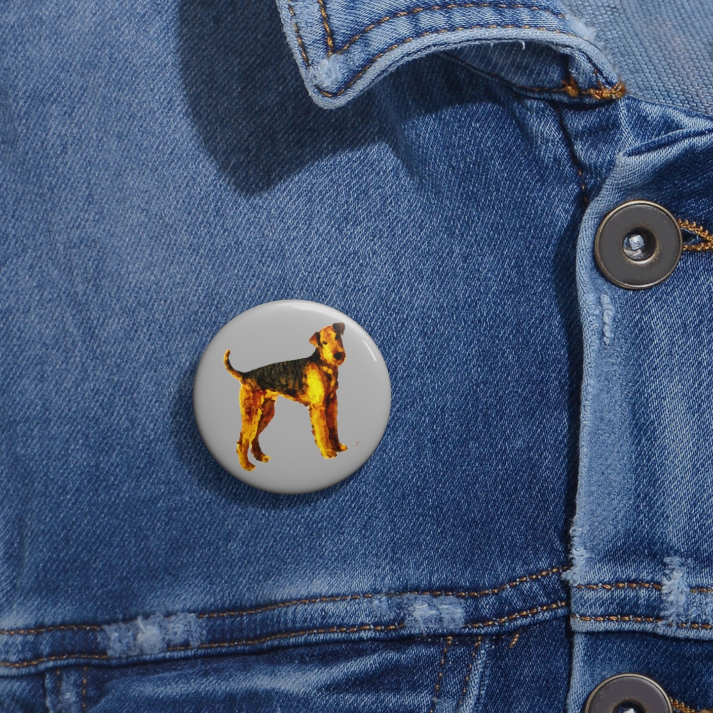 Airedale Terrier Metal Pinback Buttons