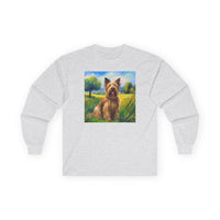 Briard in French Countryside Unisex Cotton Long Sleeve Tee