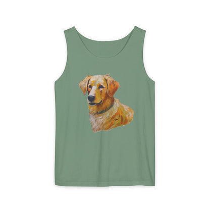Golden Retriever Puppy - Unisex Relaxed Fit Garment-Dyed Tank Top