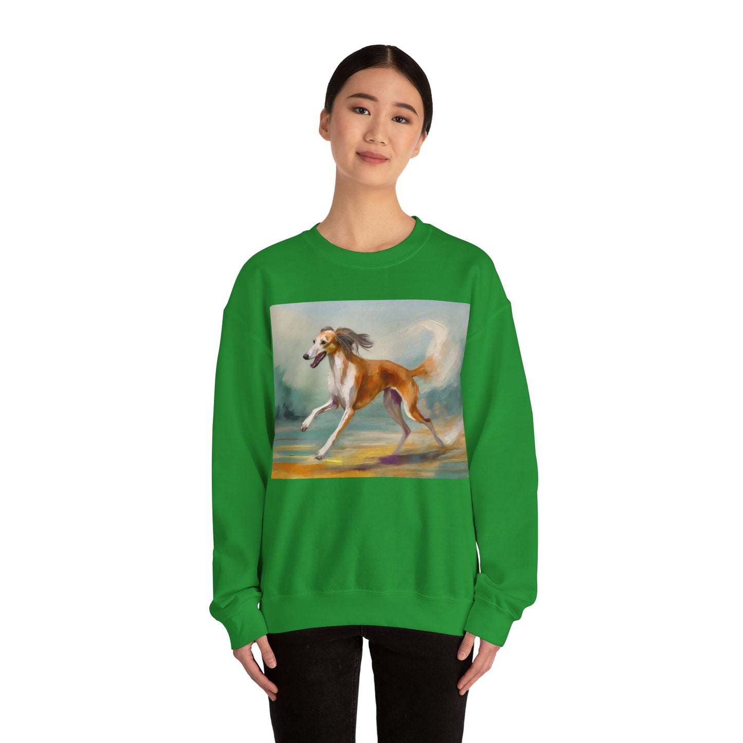 Saluki 'On the Run' Unisex 50/50 Crewneck Sweatshirt