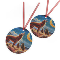 Coyotes in Moonlight Metal Ornaments