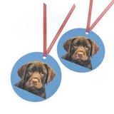 Chocolate Labrador Retriever Metal Ornaments