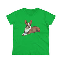 Boston Terrier Midweight Cotton Tee - Brown & White