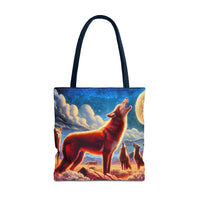 Coyotees Howling Under Moonlight Tote Bag