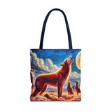 Coyotees Howling Under Moonlight Tote Bag