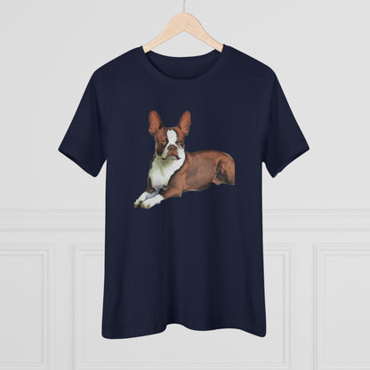 Boston Terrier Brown & White Women's Relaxed Cotton Tee