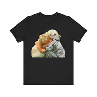 Yellow Labrador Retriever and Child - Unisex Jersey Short Sleeve Tee