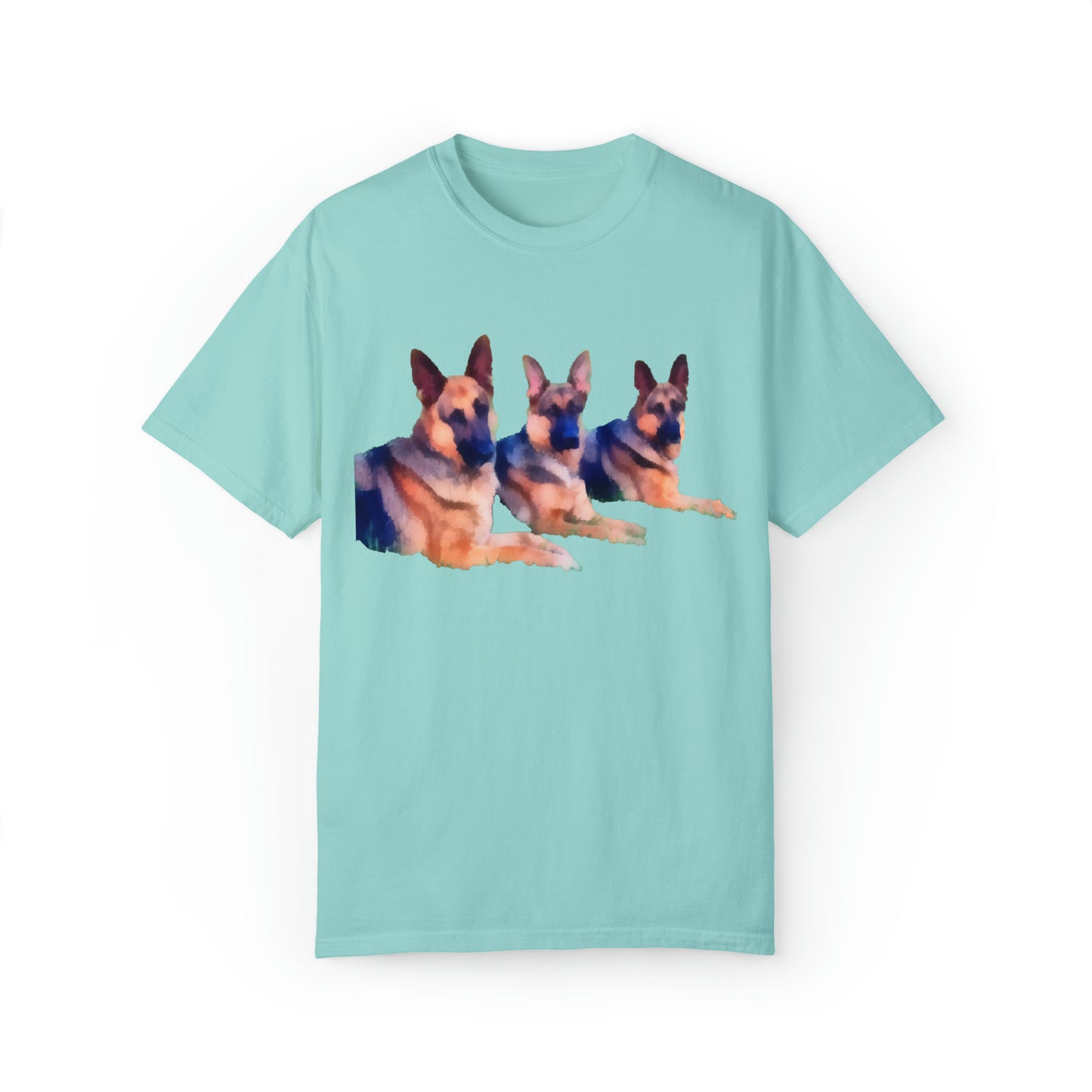 German Shepherd 'Trio' Unisex Relaxed Fit Garment-Dyed T-shirt