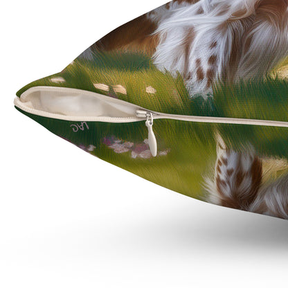 Charming English Setter Spun Polyester Throw Pillow