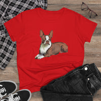 Boston Terrier Midweight Cotton Tee - Brown & White