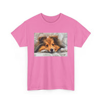 Shetland Sheepdog 'Sleepy Sheltie' Unisex Heavy Cotton Tee