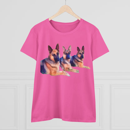 German Shepherd 'Trio' Women's Midweight Cotton Tee