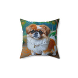 Pekingese Puppy Spun Polyester Throw Pillow