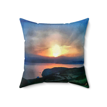 Sifnos Sunset (Greece) Spun Polyester Throw Pillow