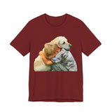 Yellow Labrador Retriever and Child - Unisex Jersey Short Sleeve Tee
