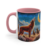 Coyotes in Moonlight - Accent - Ceramic Coffee Mug, 11oz