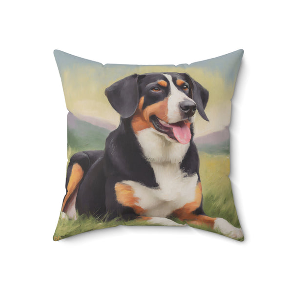 Entlebucher Mountain Dog Spun Polyester Square Pillow