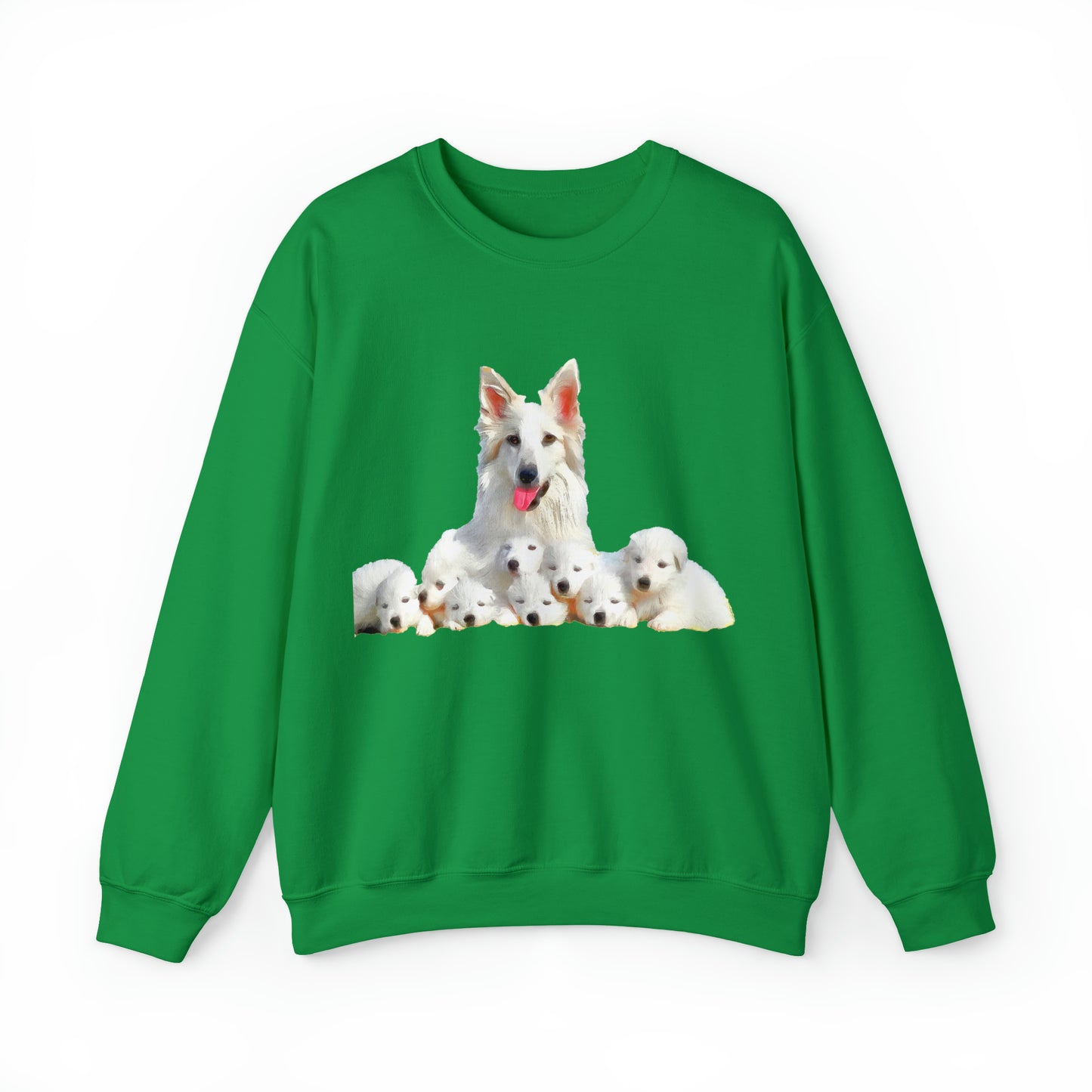 White Swiss Shepherds - 'Heidi and Her Pups' Unisex 50/50 Crewneck Sweatshirt