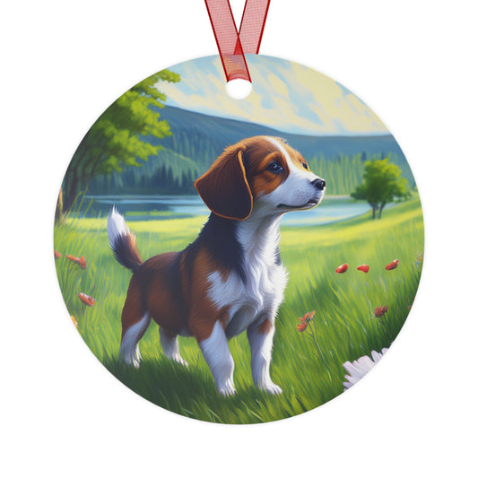 Drever Puppy Christmas Tree Metal Ornaments