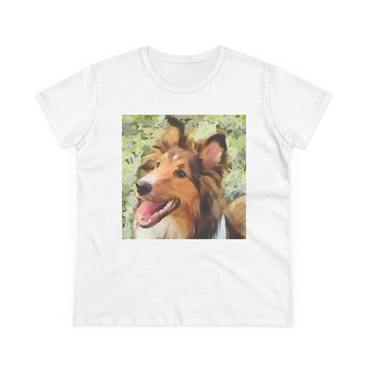 Sheltie - Shetland Sheep Dog 'Sheltie Mae' Women's Midweight Cotton Tee