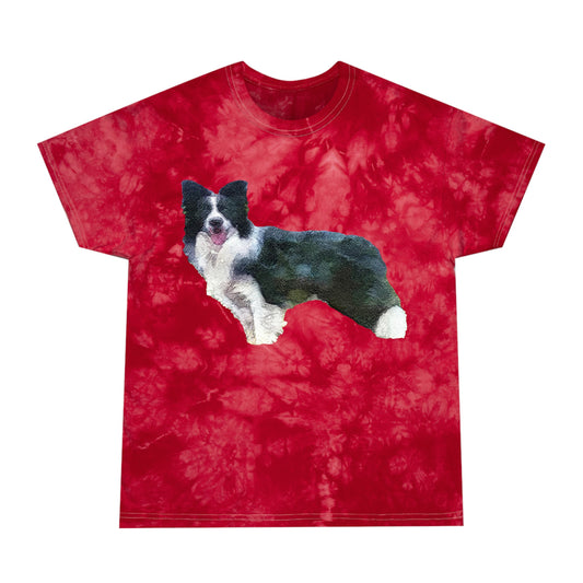Border Collie '1' Unisex Cotton Tie-Dye Tee, Crystal