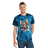 German Shepherd 'Hans' Unisex Tie-Dye Tee, Crystal