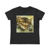 Kitten 'Sleepy Brucie'  Women's Midweight Cotton Tee