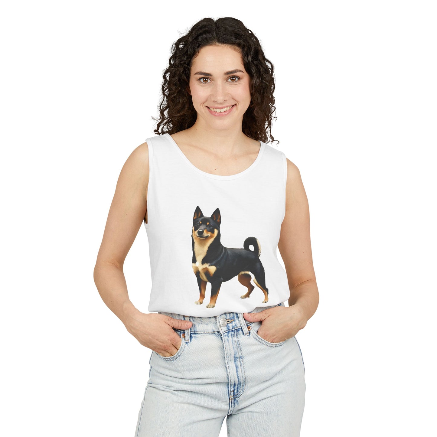 Black & Tan Shiba Inu Unisex Relaxed Fit Garment-Dyed Tank Top
