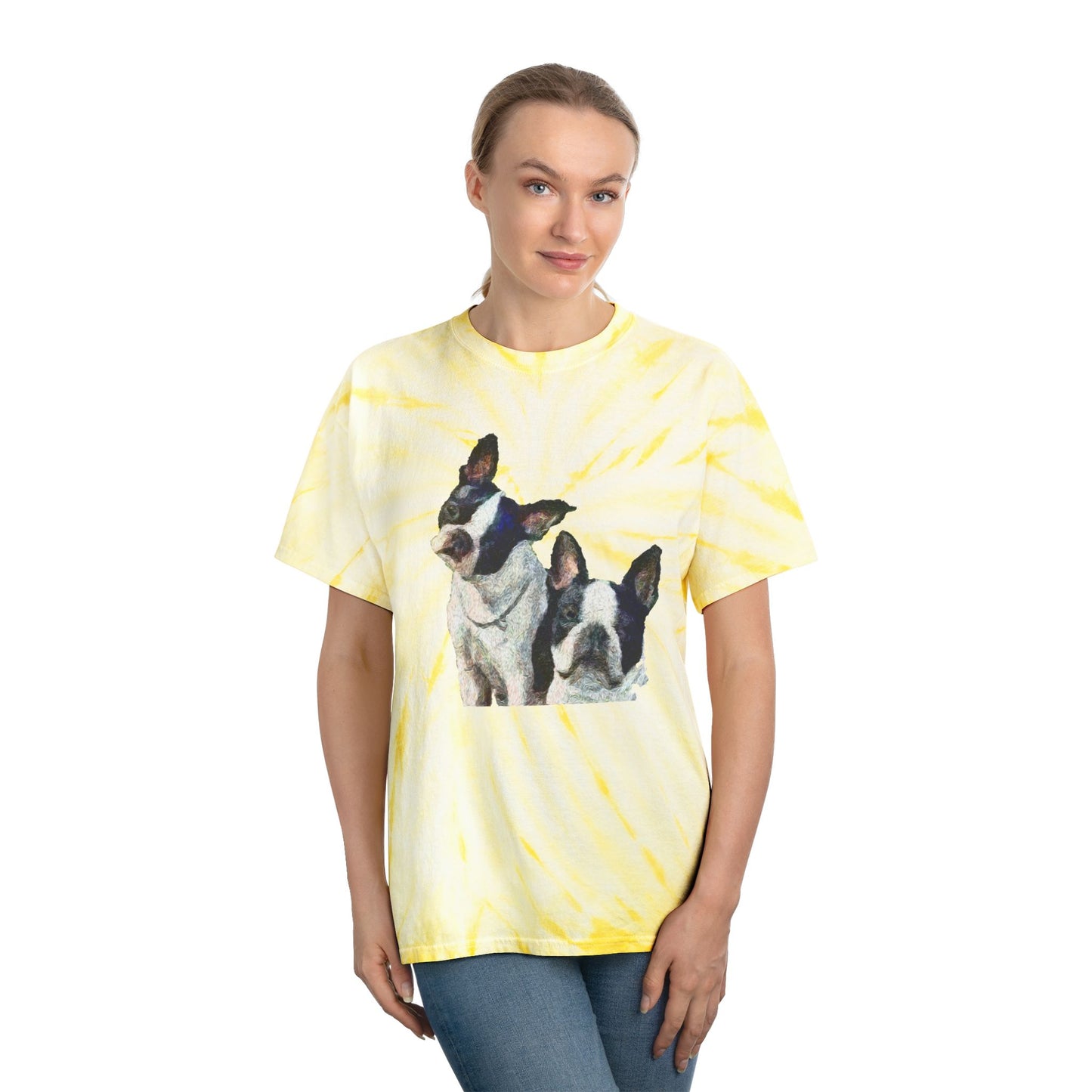 Boston Terriers 'Skipper & Dee Dee' Unisex Cotton Tie-Dye Tee, Cyclone